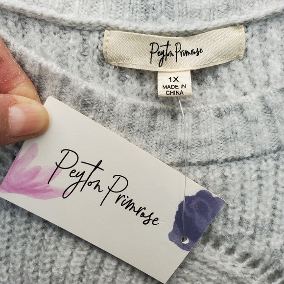 Peyton‎ Primrose Sweater Womens Size 1X Gray Knit Long Sleeve Crew Neck Pullover - Picture 3 of 7